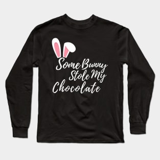 Easter Bunny Ears Chocolate Lover's Design. Cute Bunny Rabbit Pun Design. Long Sleeve T-Shirt